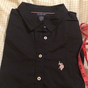 NWT U.S. POLO ASSN WOMENS BLACK BUTTON DOWN TOP SIZE LARGE